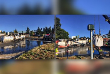 Vancouver Fire Department responds to rollover accident involving tanker truck