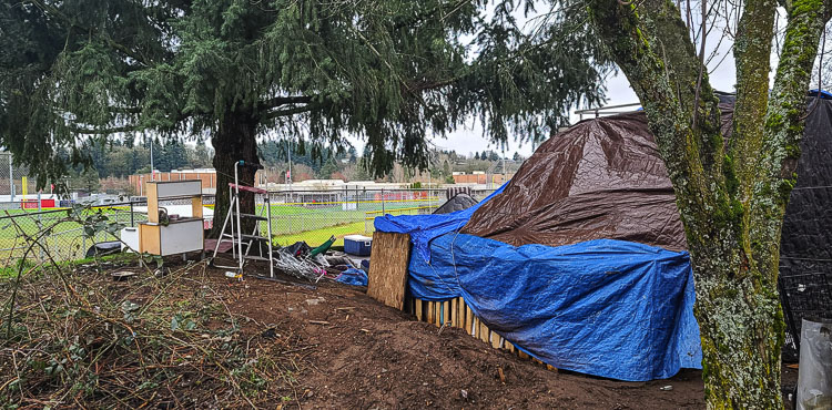 A homeless camp near Fort Vancouver High School was removed earlier this year. Photo by Paul Valencia