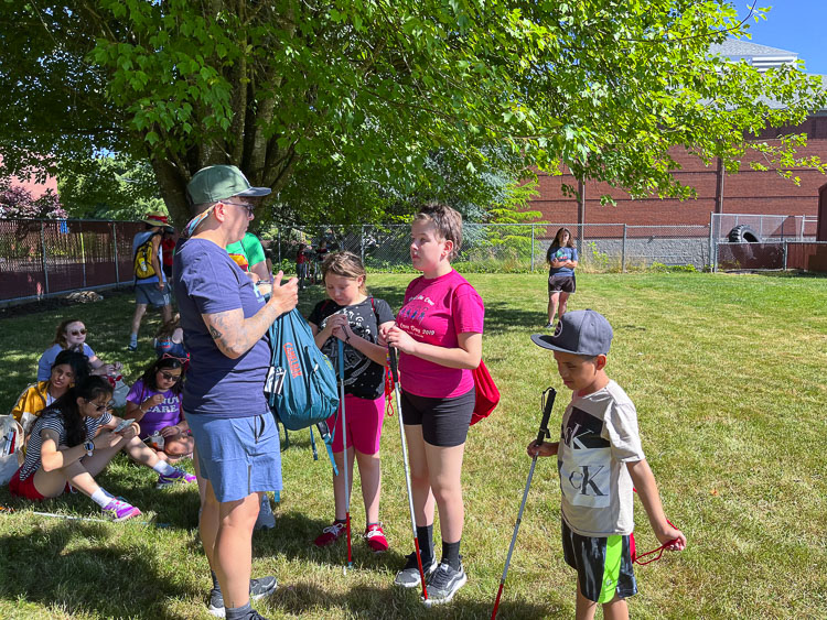 Campers will participate in a variety of sports and recreational activities including goalball (a sport specifically developed for individuals with visual impairments), fitness, beep baseball, tandem cycling, yoga, track & field, and numerous others. Photo courtesy Northwest Association for Blind Athletes