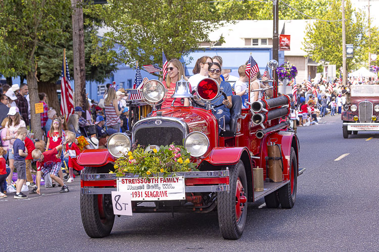 The Streissguth Family Fire Engine provided a little nostalgia for the Ridgefield 4th of July Parade. Photo by Mike Schultz