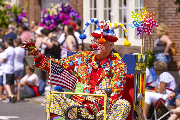 Stretch The Clown delighted the youngsters during the Ridgefield 4th of July Parade. Photo by Mike Schultz