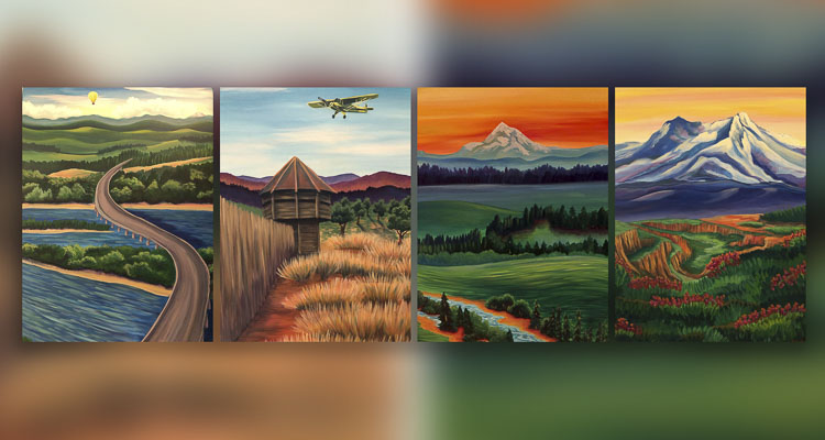 Fort Vancouver, the I-205 Bridge, Mount Hood in the distance, and Mount St. Helens in the distance are just some of the artwork by Jennifer Smith, created for the “A Home for Everyone” display inspired by the Council for the Homeless. The majority of people experiencing homelessness in the community are from Clark County and love living here. They just need a safe, stable, permanent place to live. Photos courtesy Council for the Homeless