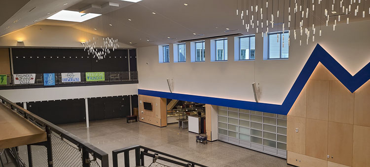 A look at the commons area from the second floor at the new Mountain View High School. Photo by Paul Valencia