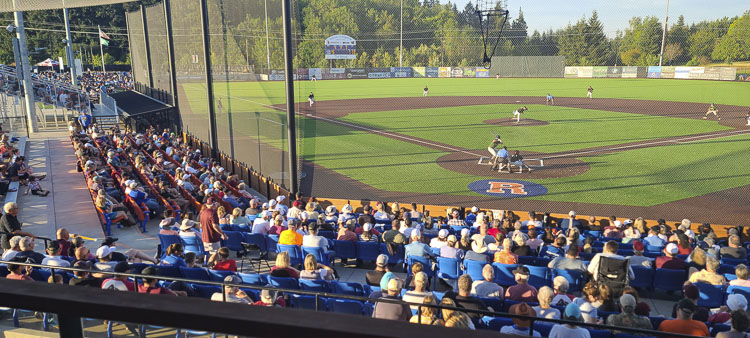 Ridgefield Raptors management, coaches, and players were thrilled with the turnout on a Tuesday night for a playoff game against the Portland Pickles. The Raptors said more than 1,500 fans showed up to the Ridgefield Outdoor Recreation Complex. Photo by Paul Valencia