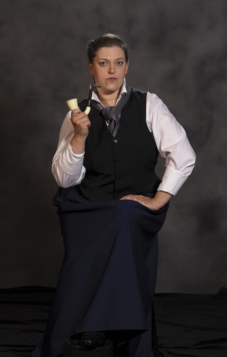 Sherlock Holmes is at it again in this intriguing mystery Miss Holmes at Love Street Playhouse in Woodland Oct. 7-23. Kristen Johnson plays the title role of Sherlock Holmes. Tickets available at lovestreetplayhouse.com. Photo courtesy Bobby Pallotta
