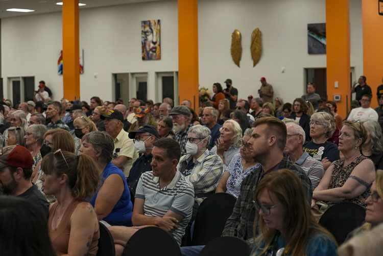 It was a packed house Tuesday night for the debate between 3rd Congressional District candidates Marie Gluesenkamp Perez and Joe Kent. Photo courtesy Joseph Gary