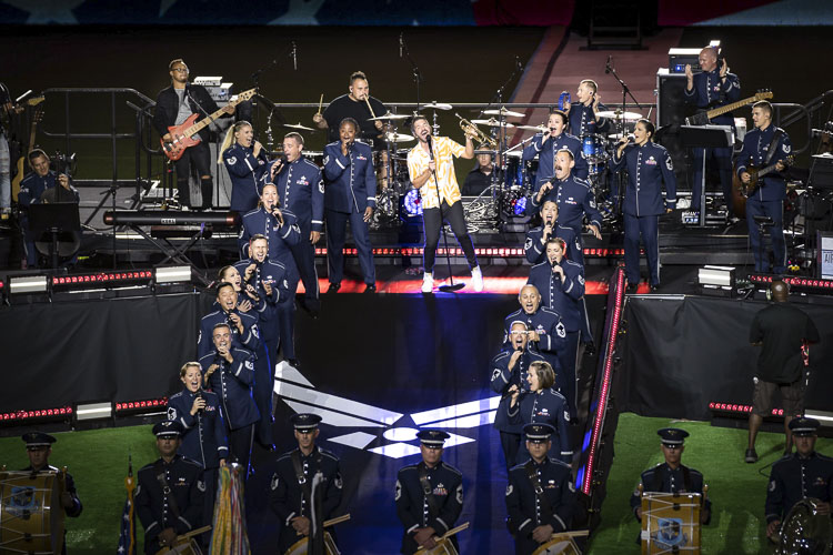The US Air Force Singing Sergeants perform during a special 75th anniversary event at Audi Field in Washington, DC. Photo courtesy US Air Force Concert Band