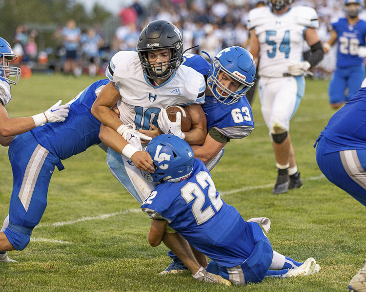 John Charles caught four passes for 99 yards and a touchdown for the Hockinson Hawks on Friday. Photo by Mike Schultz