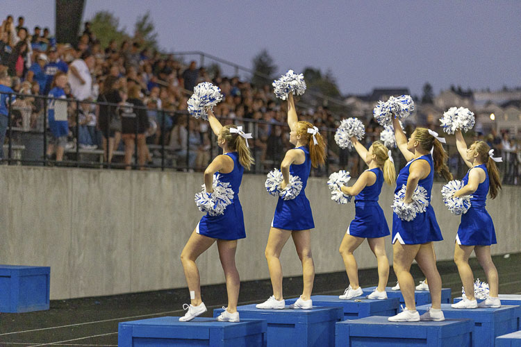 La Center cheerleaders did their part to bring some Friday Night Lights magic to the game. Photo by Mike Schultz