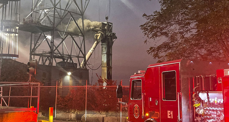 Vancouver Fire units were dispatched at 5:23 a.m. Thursday morning (Oct. 13) to a commercial facility off Harborside Drive for a fire in a grain elevator.