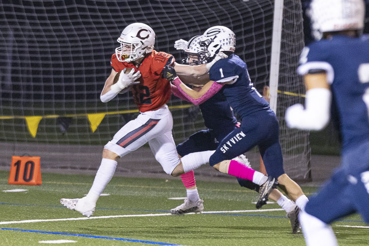 Trenton Swanson of Camas had nine catches for 171 yards and a touchdown for the Papermakers. Photo by Mike Schultz