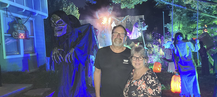 Ben and Trish Roussel started their big Halloween display in 2019. Their neighbors loved it, so they have expanded it in recent years. Plus, they ask for donations for St. Jude Children’s Research Hospital. Photo by Paul Valencia