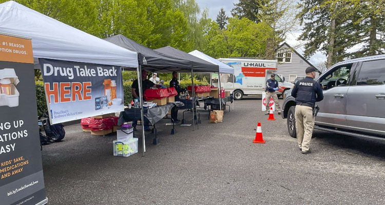 Community youth substance use prevention coalitions, law enforcement agencies, and community organizations in Southwest Washington collected 2,805 pounds of unused medications and syringes at drug take-back events at seven different locations in Clark, Skamania and East Klickitat counties on Oct. 29. Photo courtesy Central Vancouver Coalition