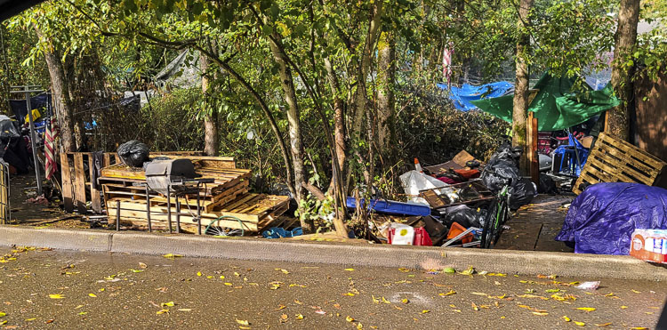 A view from NE 107th Ave. in Vancouver a couple of weeks ago, where a large homeless camp has been set up and has been growing for more than a year. Photo by Paul Valencia