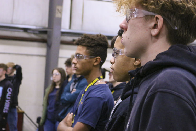 Deondrae Goodell, Mark Turner, Evan Adair (left to right) are shown at Nationwide Boiler. Photo courtesy Washougal School District