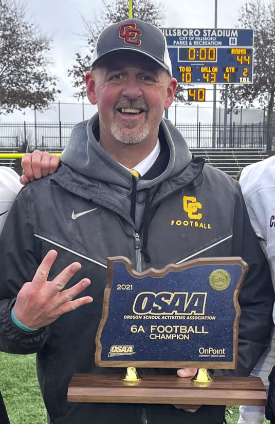 Steve Pyne, a Vancouver resident, is the head coach of Central Catholic in Portland. Last year, Pyne and the Rams won their fourth Oregon state title in eight seasons. Pyne’s Rams will take on West Linn, coached by Camas resident Jon Eagle, in the Oregon semifinals. Photo courtesy Steve Pyne