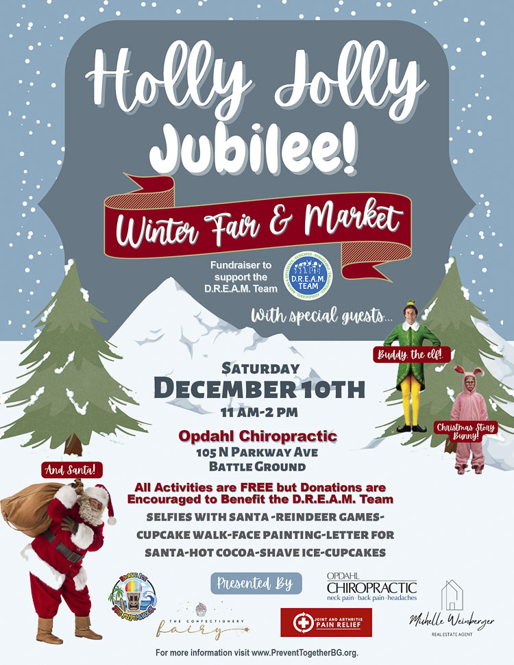Families are invited to a fun-filled event on December 10 in Battle Ground. The event is hosted by several local businesses and will feature free activities for kids as well as holiday treats and handmade gifts for sale.
