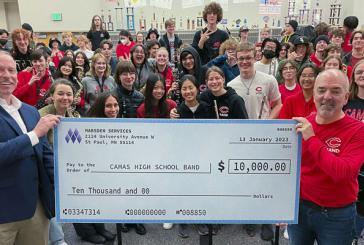 Area company donates $10,000 to Camas High School Band