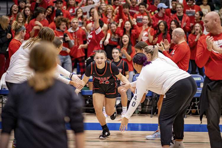 Brooklynn Haywood, shown here earlier this season, scored 50 points to set a Union High School record on Friday night, leading the Titans to victory. Photo courtesy Heather Tianen