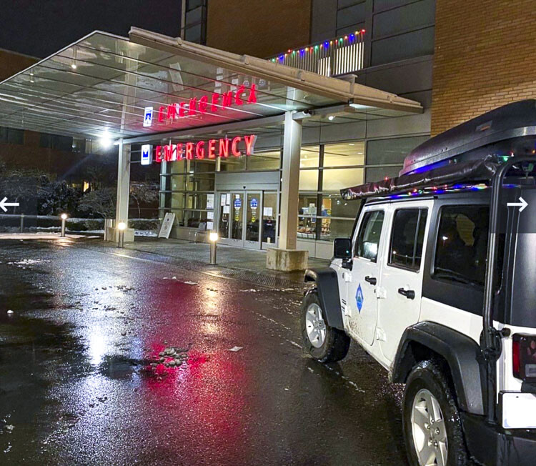 A Jeep is one of the many reliable vehicles driven by members of the Inclement Weather Driving Team that brings hospital personnel to work during times of rough weather. Photo courtesy Clark County Sheriff’s Office Search and Rescue