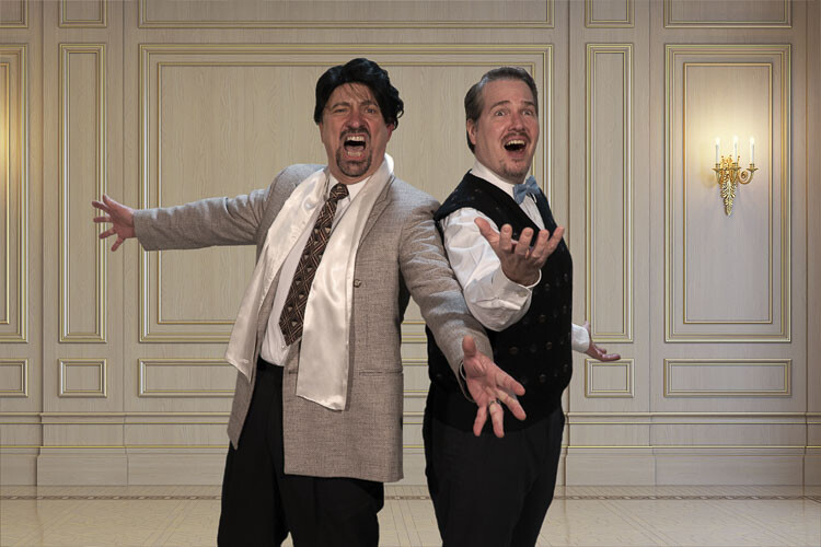 Tito (played by Lou Pallotta) sings with Max (played by Adam Pithan) in Lend Me A Tenor playing at Love Street Playhouse this March 3-19. Tickets available at lovestreetplayhouse.com. Photo courtesy Bobby Pallotta