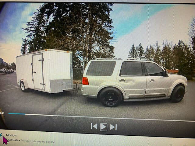 This video screenshot shows the suspect vehicle involved in the theft of the Flash Love trailer, filled with $14,000 worth of equipment, from the US Digital parking lot in Vancouver. Photo courtesy Andrey Ivanov/Facebook