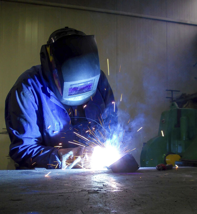 A Ridgefield High School student works on a welding project. Photo courtesy Ridgefield School District