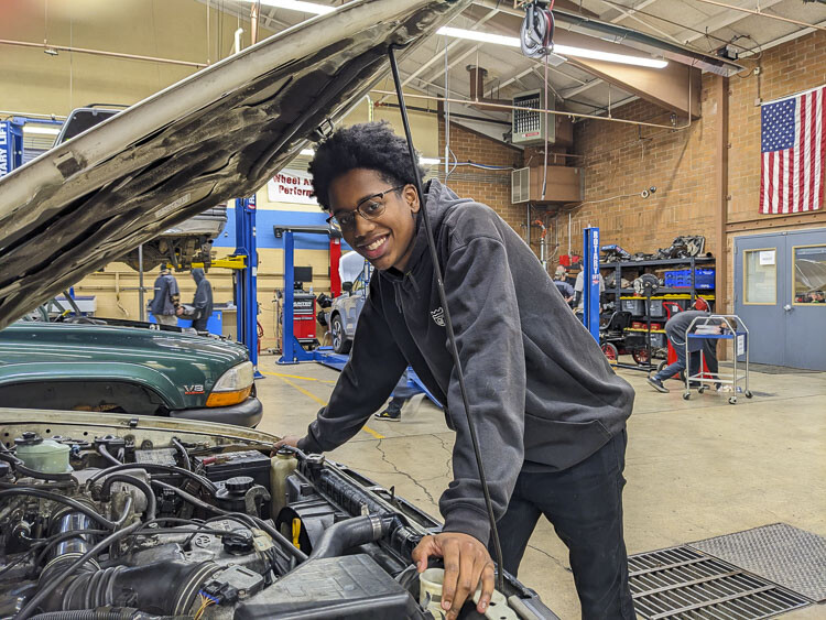 Jamaree Gipson is a second-year student from Evergreen High School who next year will be enrolled in HiTecc at Clark College where he will split time between on-campus training and working alongside professional automotive technicians at a leading car dealership in the area. Photo courtesy Evergreen School District