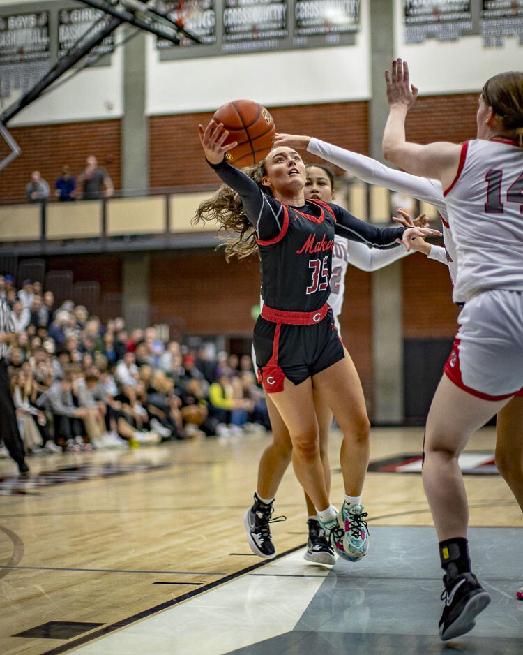 Keirra Thompson is known mostly as a traditional point guard, distributing first and scoring second. On Friday, though, she connected for a career-high 26 points, leading Camas to victory over Union. Photo courtesy Heather Tianen