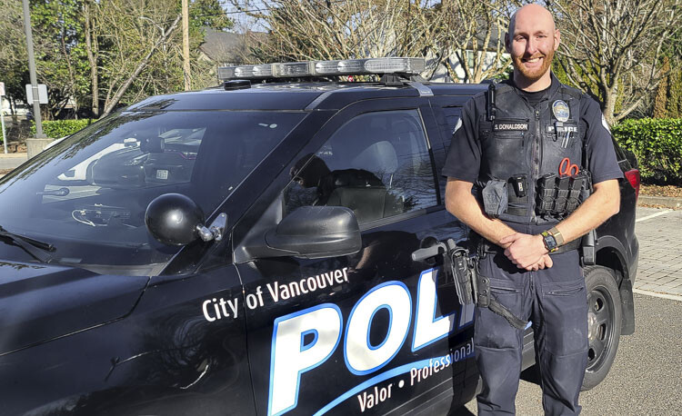 Sean Donaldson of Vancouver Police and colleagues in law enforcement will be on a Target Zero emphasis patrol, looking for drunk drivers Sunday after the Super Bowl. Photo by Paul Valencia