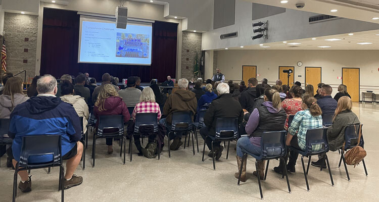 A number of parents and area residents attended the La Center School District Board of Directors meeting to hear from Superintendent Peter Rosenkranz and to share their thoughts on the district’s new pronoun policy. Photo courtesy Leah Anaya