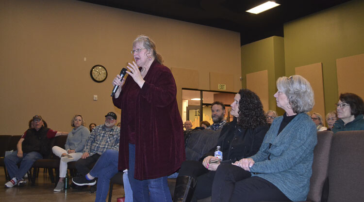 Clark County resident Anna Miller asks a question at Thursday;s Town Hall event. Photo courtesy Leah Anaya