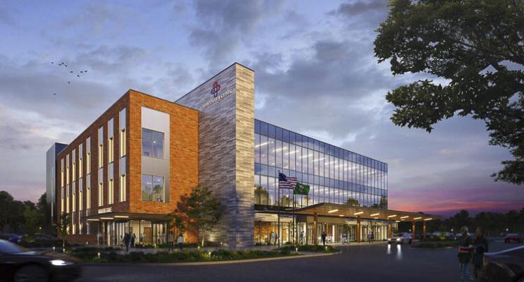 This artist’s rendering shows the exterior of Salmon Creek 2, which has the surgery center on the third floor. The new surgery center is open for limited procedures at this time and will be fully open in May 2023. Image courtesy The Vancouver Clinic
