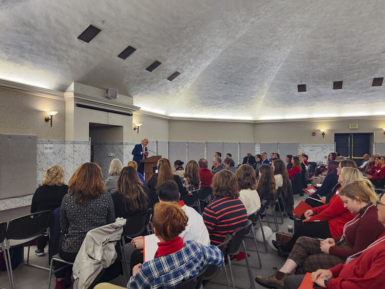 Rep. Paul Harris addresses American Heart Association and American Cancer Society representatives at the Washington State Capitol on March 6 as part of a joint advocacy day attended by the DREAM Team. Photo courtesy Battle Ground Prevention Alliance