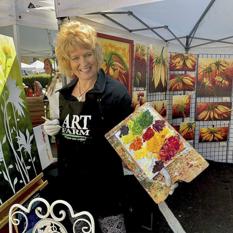 Visitors can quench their thirst for local art and see artists Liz Pike and Blue Bond with brushes and palettes in hand at Pike Art Gallery in uptown Camas, located at 302 NE Sixth Avenue. Photo courtesy Pike Art Gallery