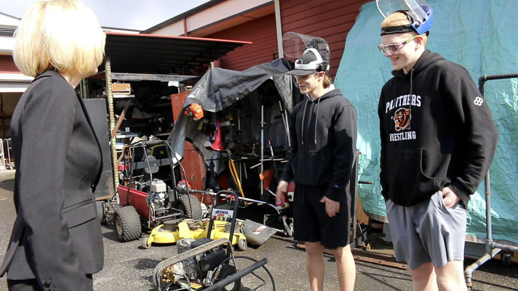Washougal High School Students in Small Engines Repair Class. Photo courtesy Washougal School District.