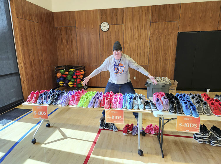 King Elementary students in Kindergarten through second grade received new pairs of shoes from FedEx on Monday, April 17 as part of the company’s 50th-birthday celebrations. Photo courtesy Vancouver Public Schools