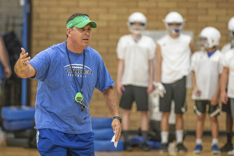 Mountain View football coach Adam Mathieson, shown here prior to the 2018 season, has resigned after 15 seasons with the Thunder. Photo by Mike Schultz