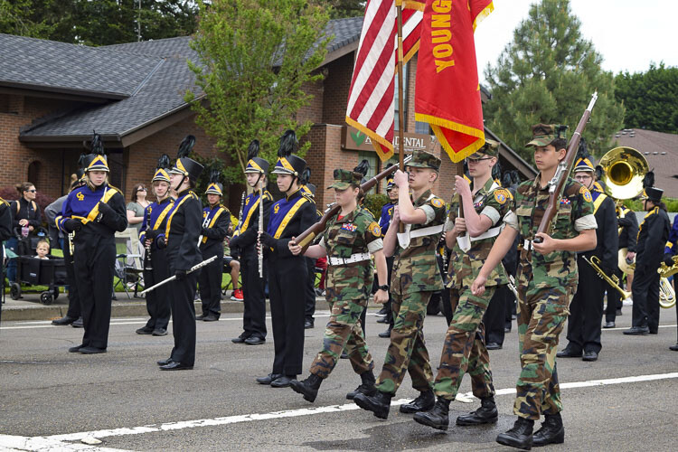 Lewis & Clark Young Marines color guard lead the parade. Photo courtesy Aliina Millikan