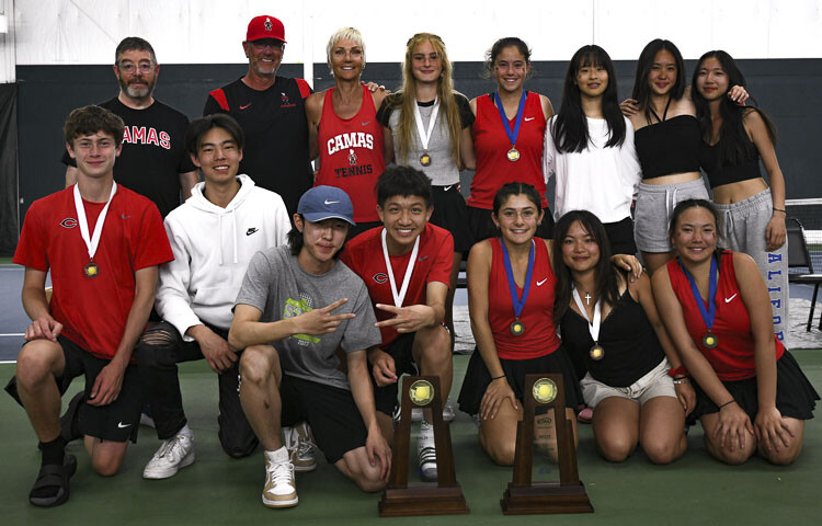Camas won Class 4A state team championships in girls and boys tennis. Photo courtesy WIAA