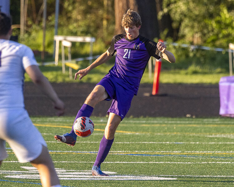 Columbia River senior defender Cole Benner is proud of his team’s defensive execution. The Rapids have conceded six goals in 21 matches this season. Photo by Mike Schultz