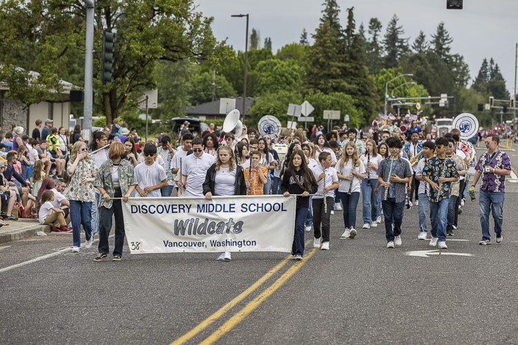 The Discovery Middle School Marching Band performs. Photo by Mike Schultz
