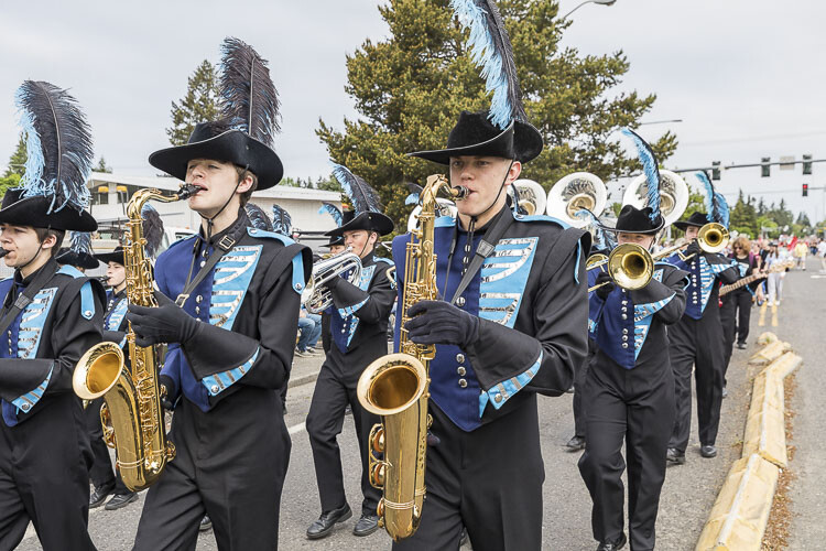 The Hockinson High School Marching Band performs. Photo by Mike Schultz