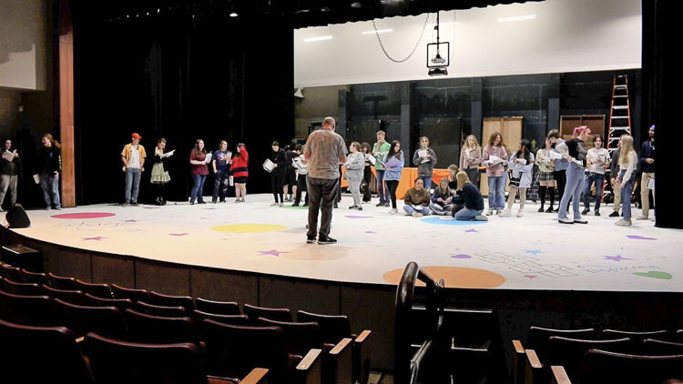 Students rehearse a scene from Mean Girls the Musical at Washougal High School. Photo courtesy Washougal School District
