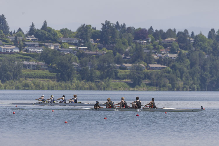 There were races every eight minutes on Vancouver Lake on Saturday, part of the U.S. Rowing Northwest Youth Championships. Photo by Mike Schultz