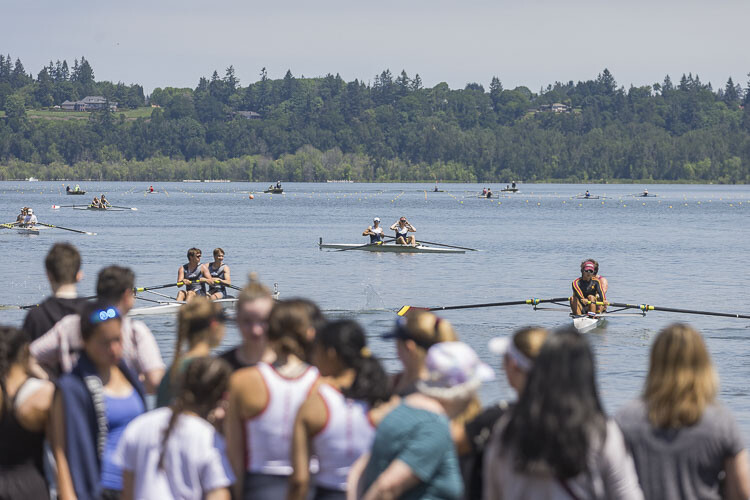 Close to 1,300 athletes and more than 3,000 people made it out to Vancouver Lake this weekend for the U.S. Rowing Northwest Youth Championships. Photo by Mike Schultz