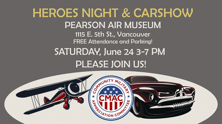 Heroes Night, a free event celebrating veterans and first responders, featuring a car show, flyover, live music, and information booths, will take place at Pearson Airfield, Fort Vancouver National Historic Site on Saturday from 3 to 7 p.m., hosted by the Community Military Appreciation Committee.