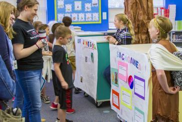 Woodland students research and act as historical figures for classmates and parents