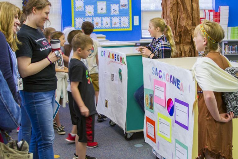 Woodland students research and act as historical figures for classmates and parents