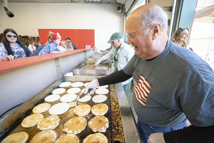 Volunteer Don Laxson cooks up some pancakes at the Hockinson Fun Days Pancake Breakfast Saturday. Photo by Mike Schultz